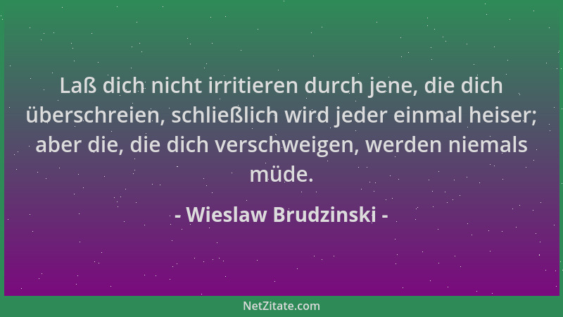 Wieslaw Brudzinski - Laß dich nicht irritieren durch jene, die dich überschreien, schließlich wird jeder einmal heiser; abe...