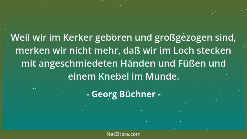 Georg Büchner - Weil wir im Kerker geboren und großgezogen sind, merken wir nicht mehr, daß wir im Loch stecken mit angesch...