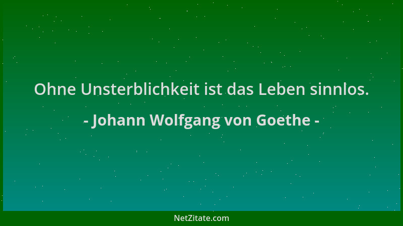 Johann Wolfgang von Goethe - Ohne Unsterblichkeit ist das Leben sinnlos....