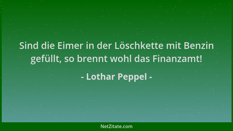 Lothar Peppel - Sind die Eimer in der Löschkette mit Benzin gefüllt, so brennt wohl das Finanzamt!...