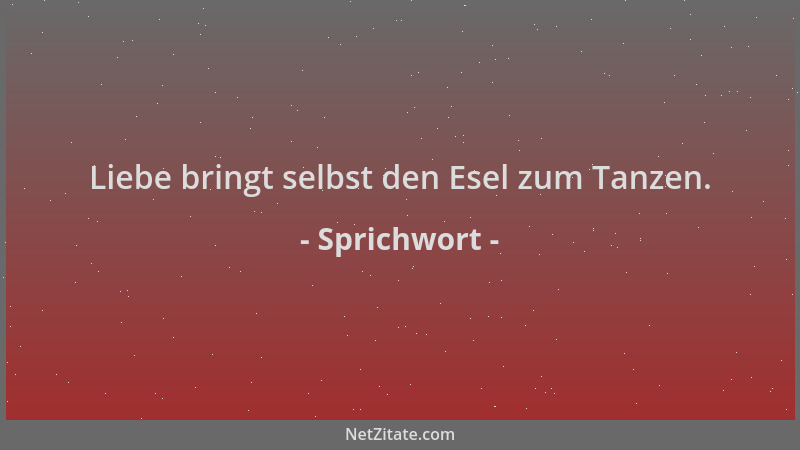 Sprichwort - Liebe bringt selbst den Esel zum Tanzen....
