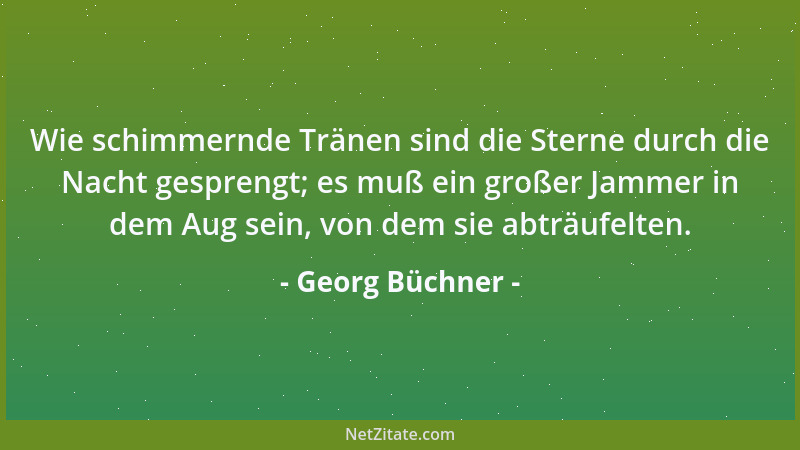 Georg Büchner - Wie schimmernde Tränen sind die Sterne durch die Nacht gesprengt; es muß ein großer Jammer in dem Aug sein,...