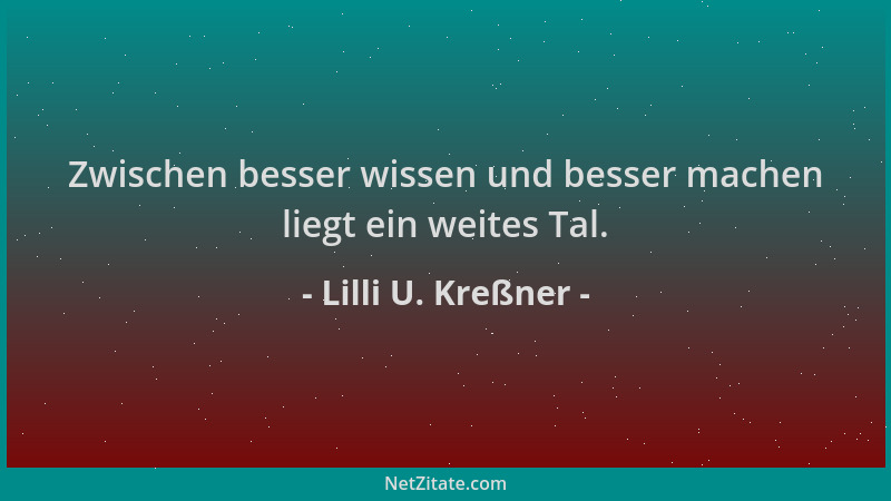 Lilli U. Kreßner - Zwischen besser wissen und besser machen liegt ein weites Tal....