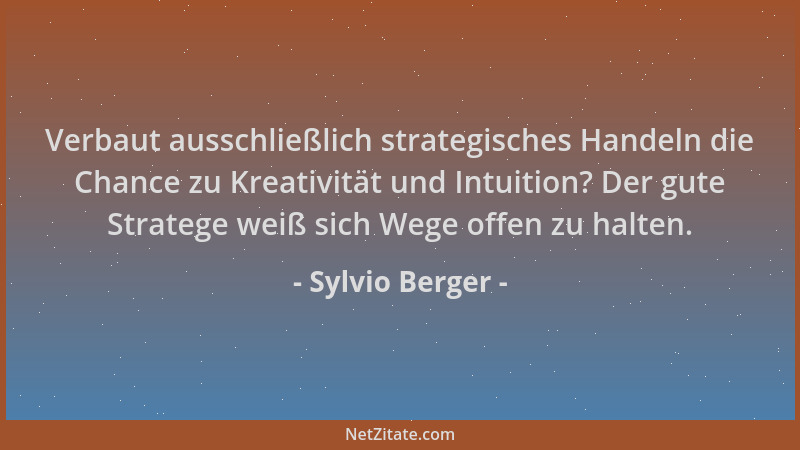 Sylvio Berger - Verbaut ausschließlich strategisches Handeln die Chance zu Kreativität und Intuition? Der gute Stratege wei...