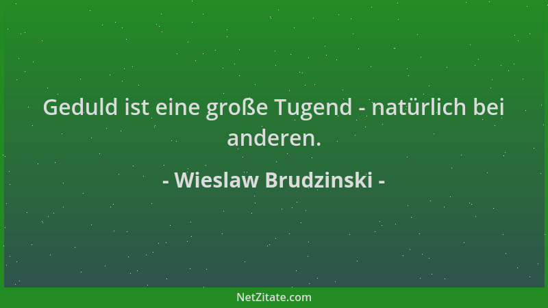 Wieslaw Brudzinski - Geduld ist eine große Tugend - natürlich bei anderen....