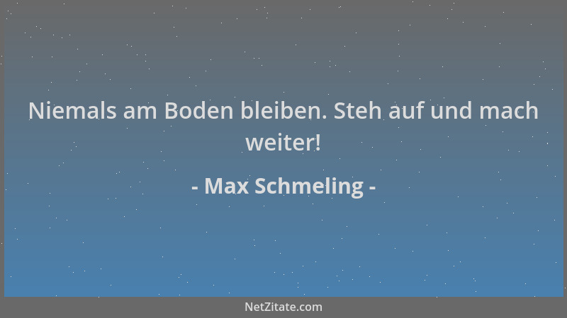 Max Schmeling - Niemals am Boden bleiben. Steh auf und mach weiter!...