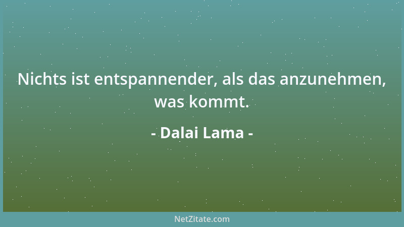 Dalai Lama - Nichts ist entspannender, als das anzunehmen, was kommt....