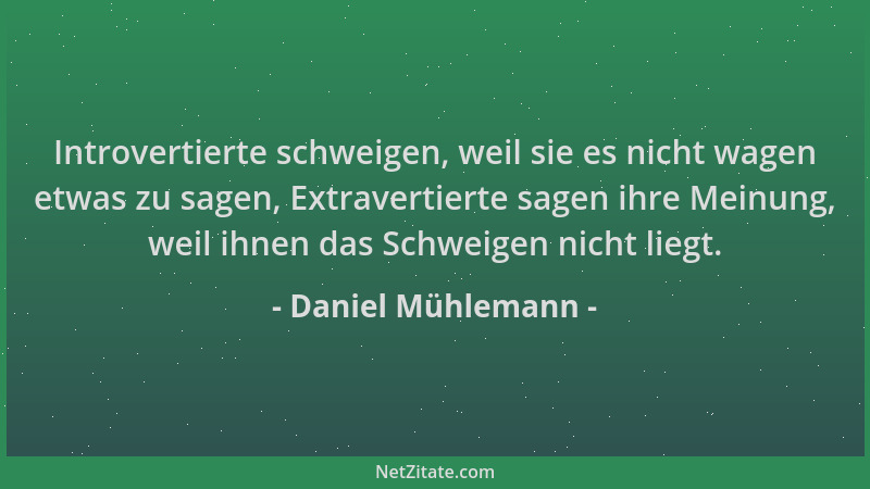 Daniel Mühlemann - Introvertierte schweigen, weil sie es nicht wagen etwas zu sagen, Extravertierte sagen ihre Meinung, wei...