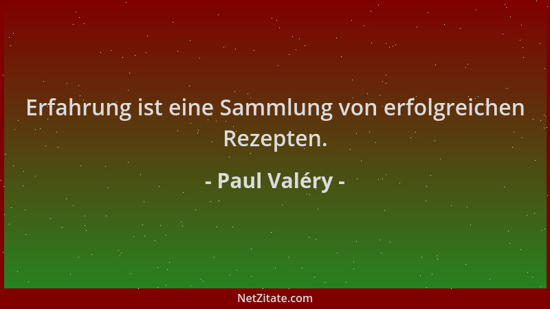 Paul Valéry - Erfahrung ist eine Sammlung von erfolgreichen Rezepten....
