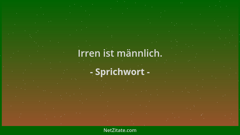 Sprichwort - Irren ist männlich....