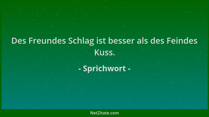 Sprichwort - Des Freundes Schlag ist besser als des Feindes Kuss....