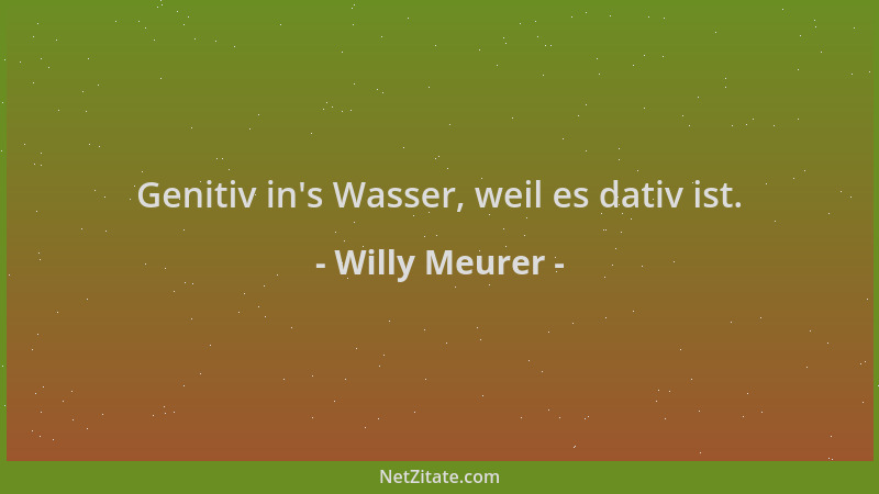 Willy Meurer - Genitiv in 's Wasser, weil es dativ ist....