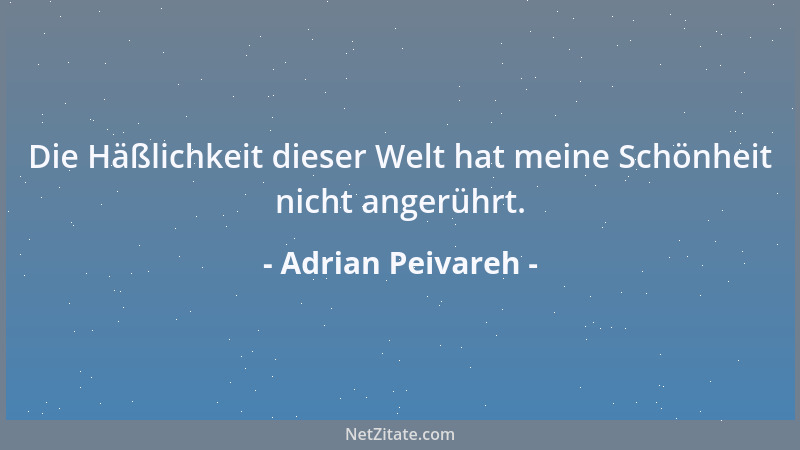 Adrian Peivareh - Die Häßlichkeit dieser Welt hat meine Schönheit nicht angerührt....