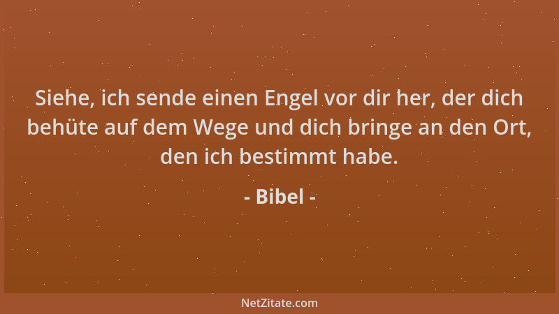 Bibel - Siehe, ich sende einen Engel vor dir her, der dich behüte auf dem Wege und dich bringe an den Ort, den ich bestimmt...