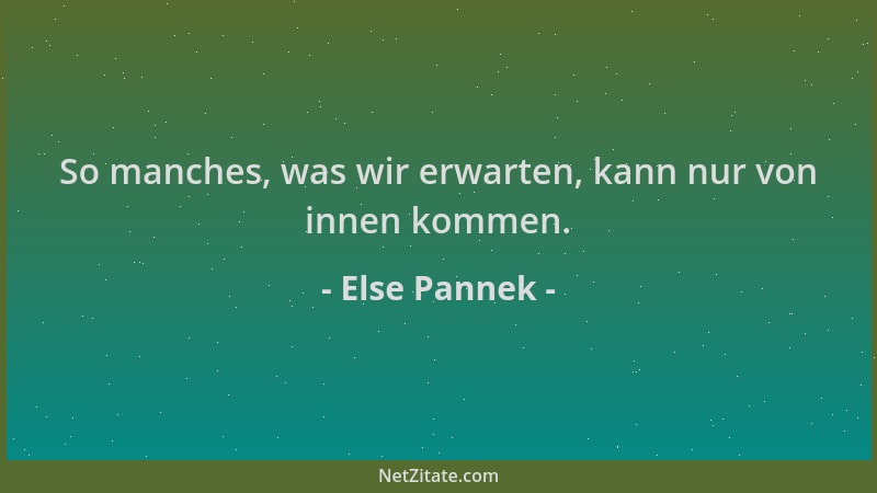 Else Pannek - So manches, was wir erwarten, kann nur von innen kommen....
