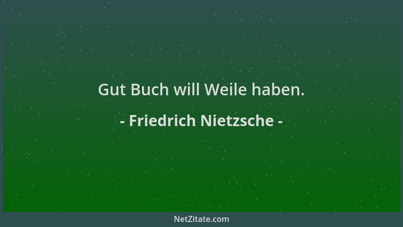 Friedrich Nietzsche - Gut Buch will Weile haben....