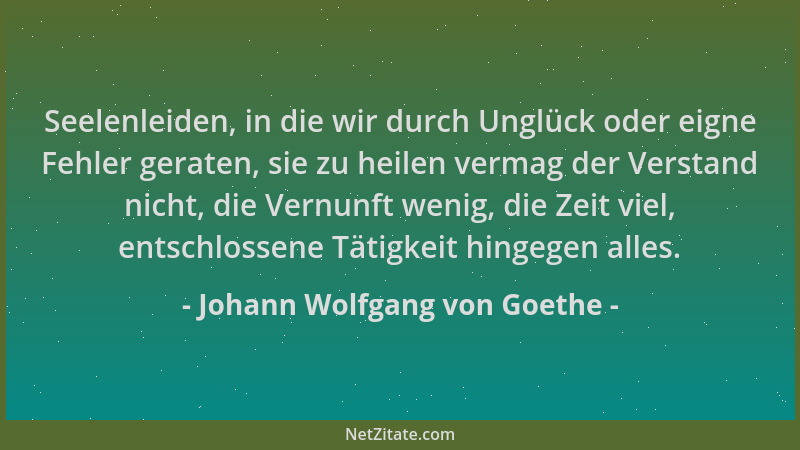 Johann Wolfgang von Goethe - Seelenleiden, in die wir durch Unglück oder eigne Fehler geraten, sie zu heilen vermag der Ver...