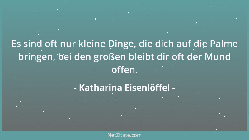 Katharina Eisenlöffel - Es sind oft nur kleine Dinge, die dich auf die Palme bringen, bei den großen bleibt dir oft der Mun...