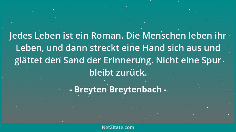 Breyten Breytenbach - Jedes Leben ist ein Roman. Die Menschen leben ihr Leben, und dann streckt eine Hand sich aus und glät...