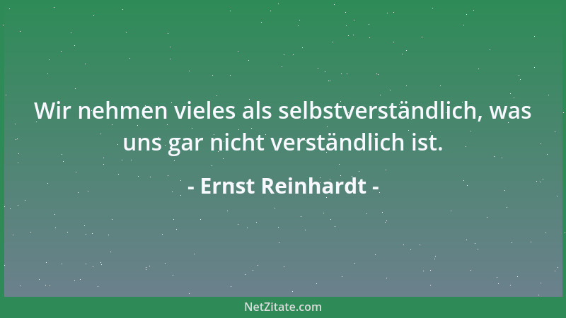 Ernst Reinhardt - Wir nehmen vieles als selbstverständlich, was uns gar nicht verständlich ist....