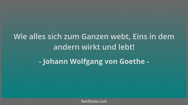 Johann Wolfgang von Goethe - Wie alles sich zum Ganzen webt, Eins in dem andern wirkt und lebt!...