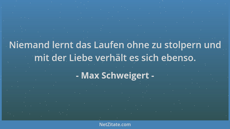 Max Schweigert - Niemand lernt das Laufen ohne zu stolpern und mit der Liebe verhält es sich ebenso....