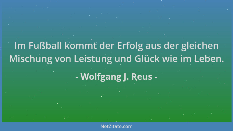 Wolfgang J. Reus - Im Fußball kommt der Erfolg aus der gleichen Mischung von Leistung und Glück wie im Leben....