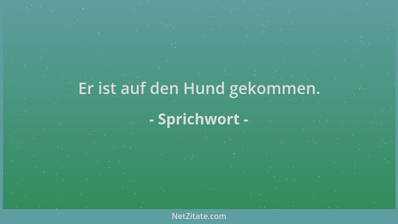 Sprichwort - Er ist auf den Hund gekommen....