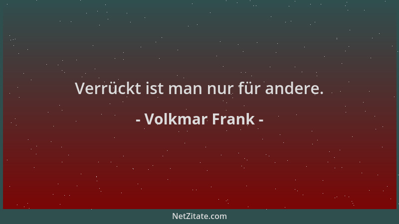 Volkmar Frank - Verrückt ist man nur für andere....
