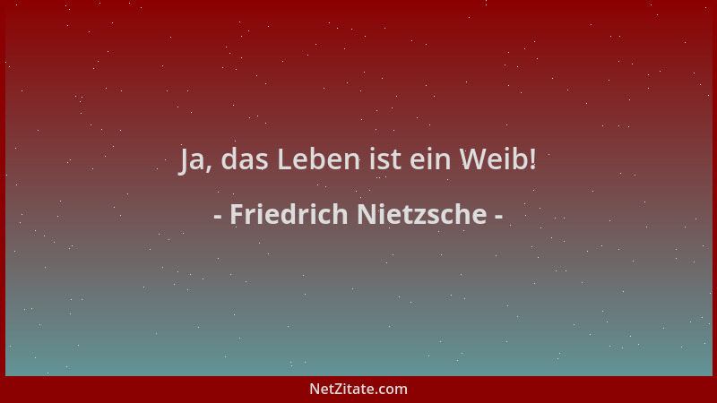 Friedrich Nietzsche - Ja, das Leben ist ein Weib!...