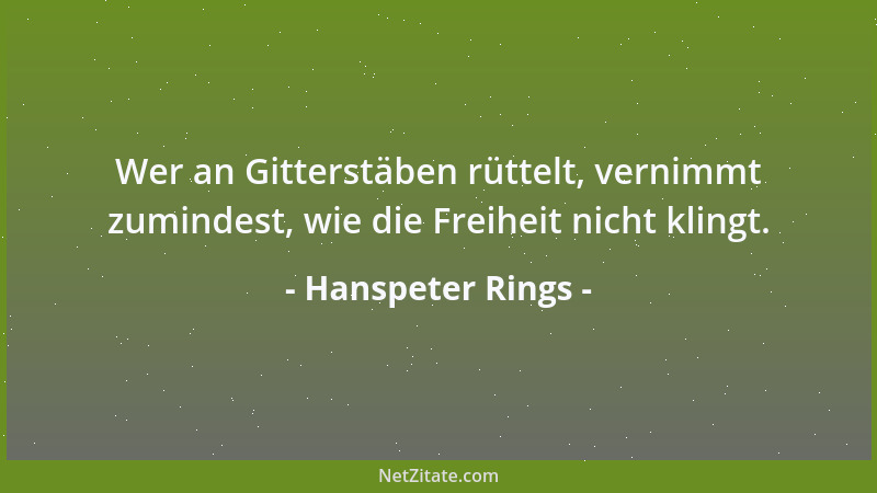 Hanspeter Rings - Wer an Gitterstäben rüttelt, vernimmt zumindest, wie die Freiheit nicht klingt....