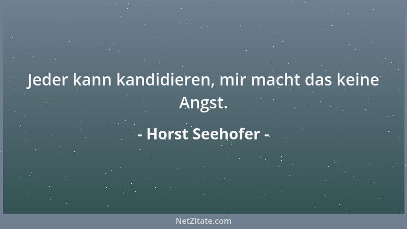 Horst Seehofer - Jeder kann kandidieren, mir macht das keine Angst....
