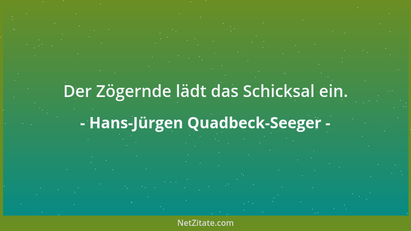 Hans-Jürgen Quadbeck-Seeger - Der Zögernde lädt das Schicksal ein....