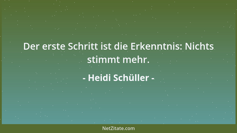 Heidi Schüller - Der erste Schritt ist die Erkenntnis: Nichts stimmt mehr....