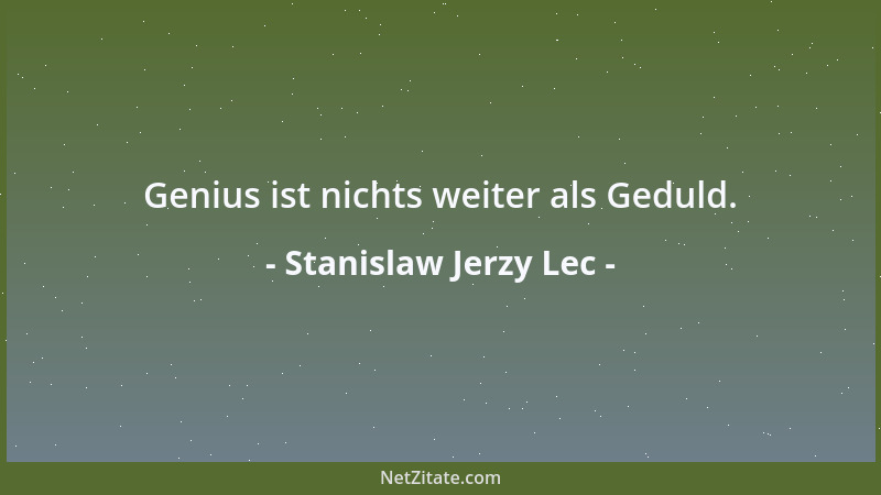 Stanislaw Jerzy Lec - Genius ist nichts weiter als Geduld....