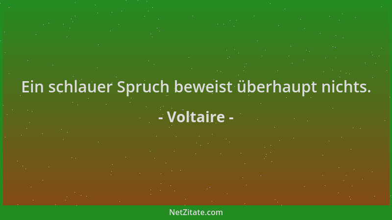 Voltaire - Ein schlauer Spruch beweist überhaupt nichts....