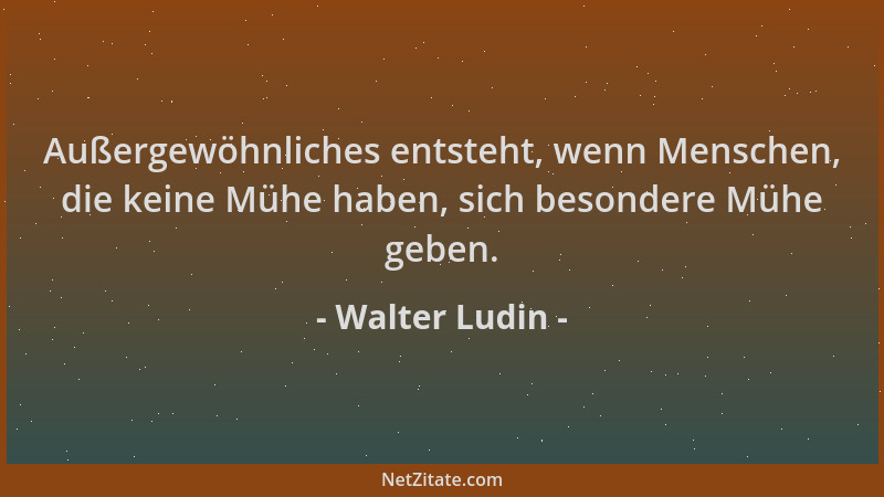 Walter Ludin - Außergewöhnliches entsteht, wenn Menschen, die keine Mühe haben, sich besondere Mühe geben....