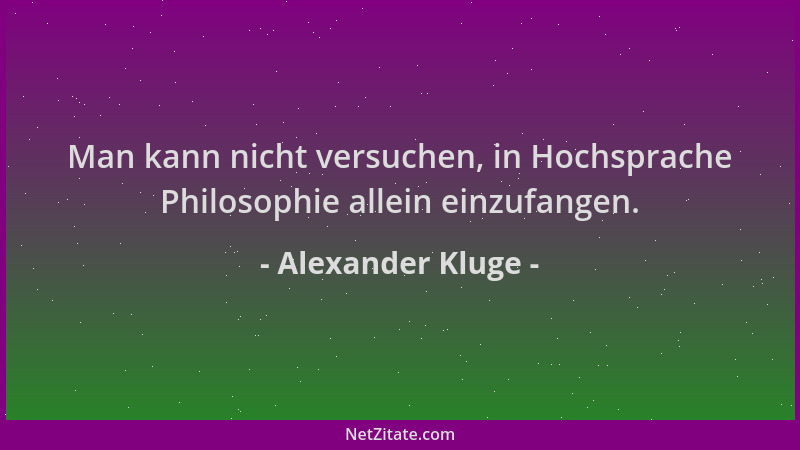 Alexander Kluge - Man kann nicht versuchen, in Hochsprache Philosophie allein einzufangen....