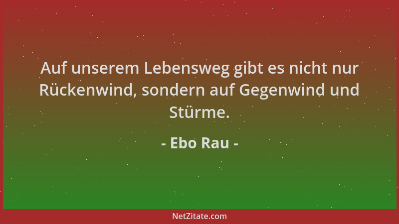 Ebo Rau - Auf unserem Lebensweg gibt es nicht nur Rückenwind, sondern auf Gegenwind und Stürme....