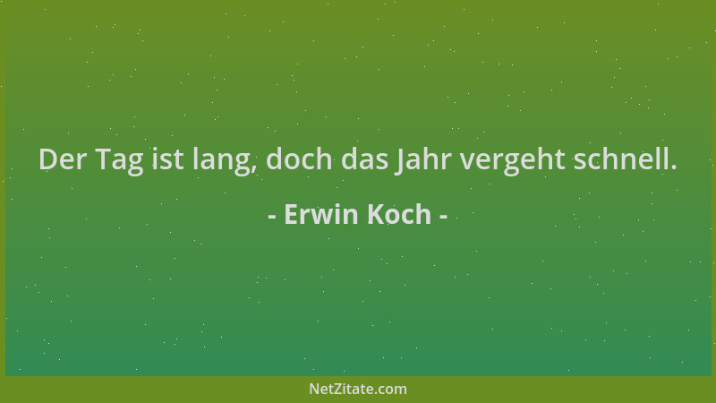 Erwin Koch - Der Tag ist lang, doch das Jahr vergeht schnell....