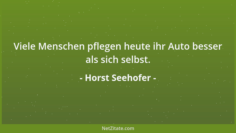 Horst Seehofer - Viele Menschen pflegen heute ihr Auto besser als sich selbst....