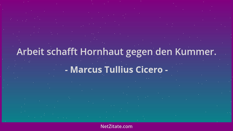 Marcus Tullius Cicero - Arbeit schafft Hornhaut gegen den Kummer....