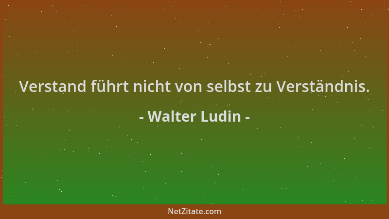 Walter Ludin - Verstand führt nicht von selbst zu Verständnis....