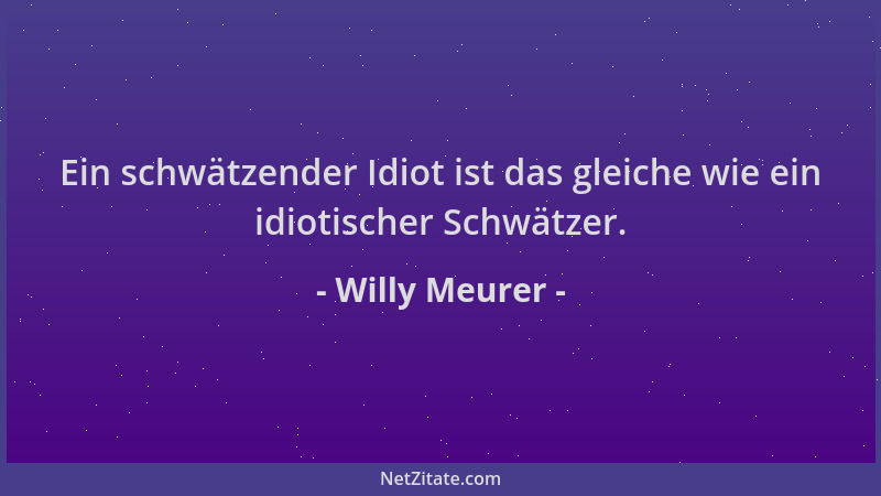 Willy Meurer - Ein schwätzender Idiot ist das gleiche wie ein idiotischer Schwätzer....