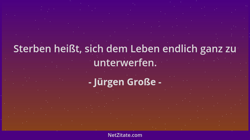 Jürgen Große - Sterben heißt, sich dem Leben endlich ganz zu unterwerfen....