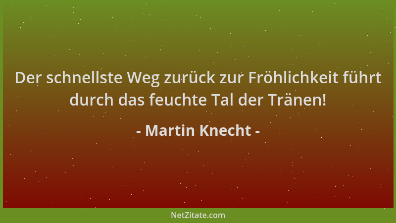 Martin Knecht - Der schnellste Weg zurück zur Fröhlichkeit führt durch das feuchte Tal der Tränen!...