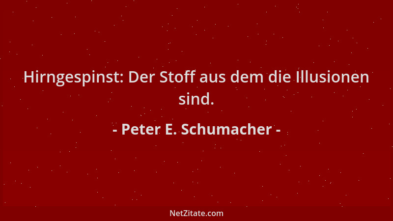 Peter E. Schumacher - Hirngespinst: Der Stoff aus dem die Illusionen sind....