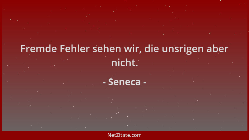 Seneca - Fremde Fehler sehen wir, die unsrigen aber nicht....