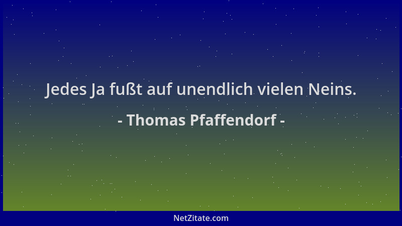 Thomas Pfaffendorf - Jedes Ja fußt auf unendlich vielen Neins....
