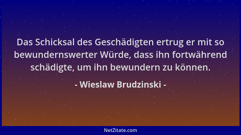 Wieslaw Brudzinski - Das Schicksal des Geschädigten ertrug er mit so bewundernswerter Würde, dass ihn fortwährend schädigte...